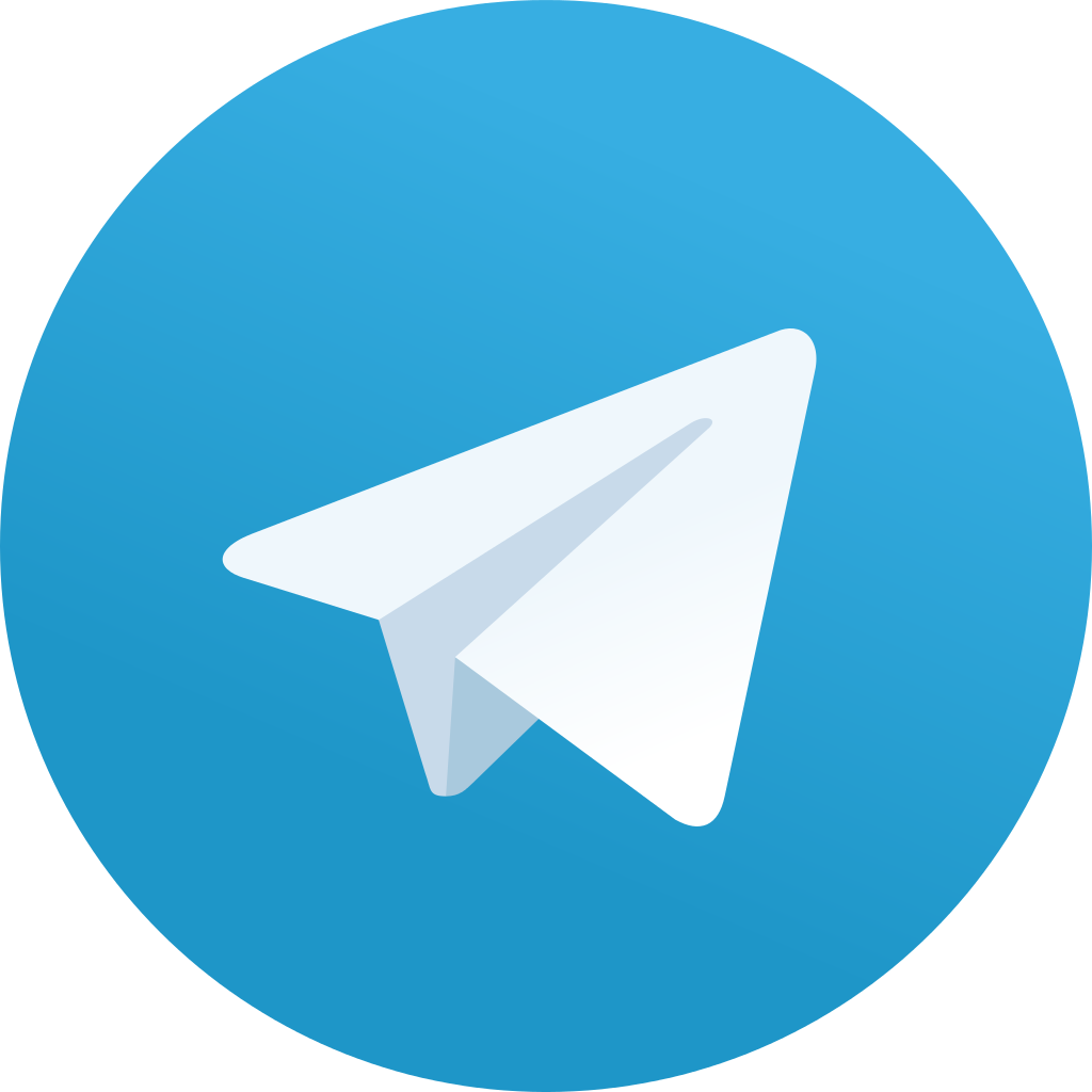 Icono de telegram, un avion de papel dentro de un circulo azul